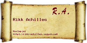 Rikk Achilles névjegykártya